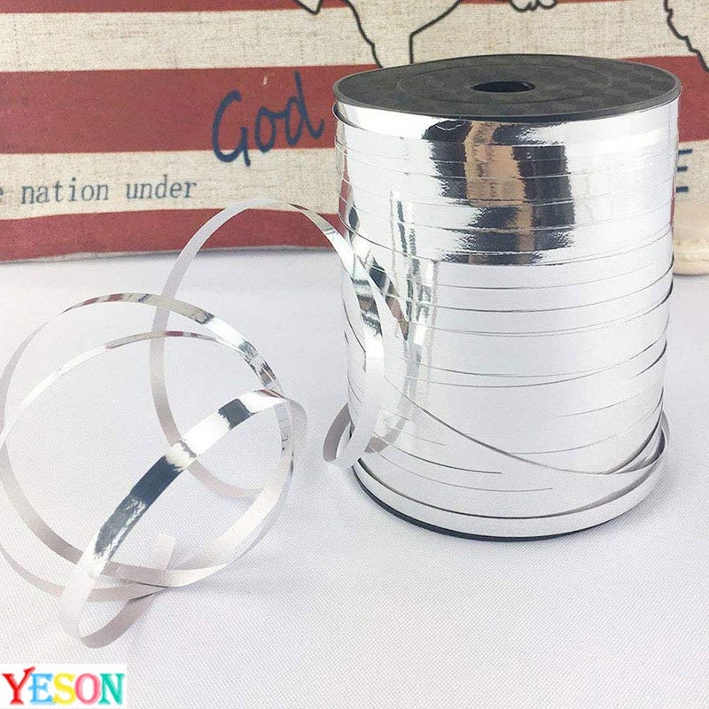 YESON Silver Balloon String Curling Wrapping Ribbons Decoration Accessories,500 Yards - Image 1